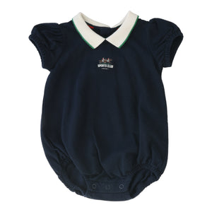 Puff sleeve polo romper - Navy