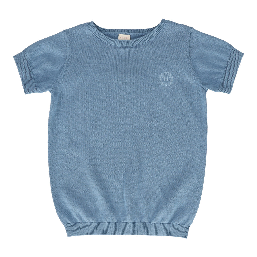 Boys crewneck sweater short sleeve - Bright blue