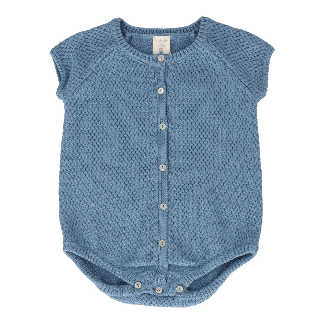 Knit boys romper - Bright blue