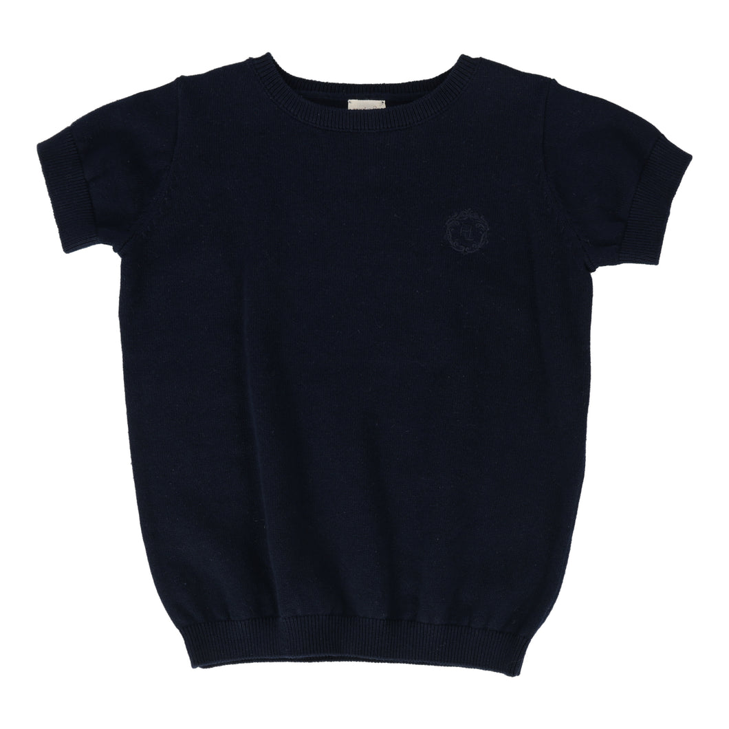 Boys crewneck sweater short sleeve - Navy