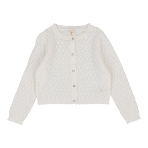 Knit pointelle cardigan - white