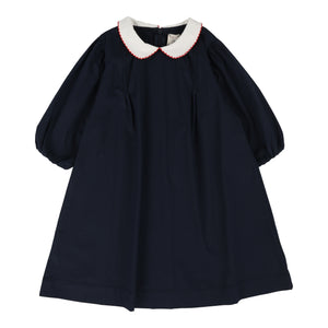 Puff sleeve 3/4 sleeve dress - Navy