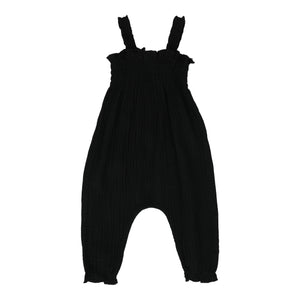 Girls long bubble romper - black