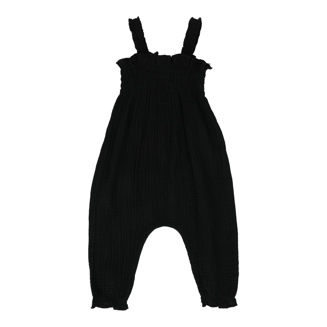 Girls long bubble romper - black