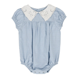 Windowpane romper - Light blue