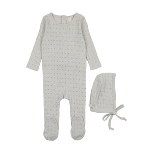 Linear printed footie set - Light blue