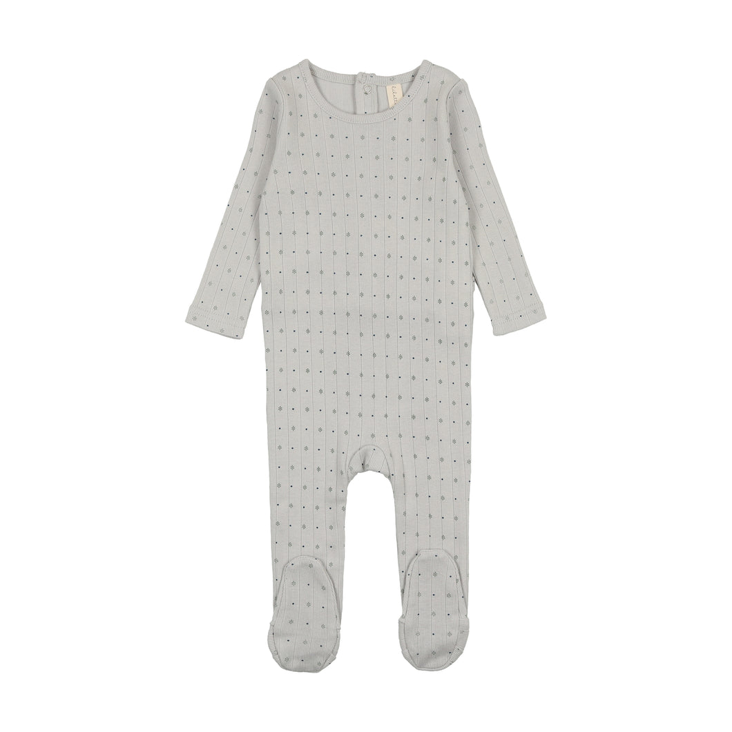 Linear printed footie - light blue