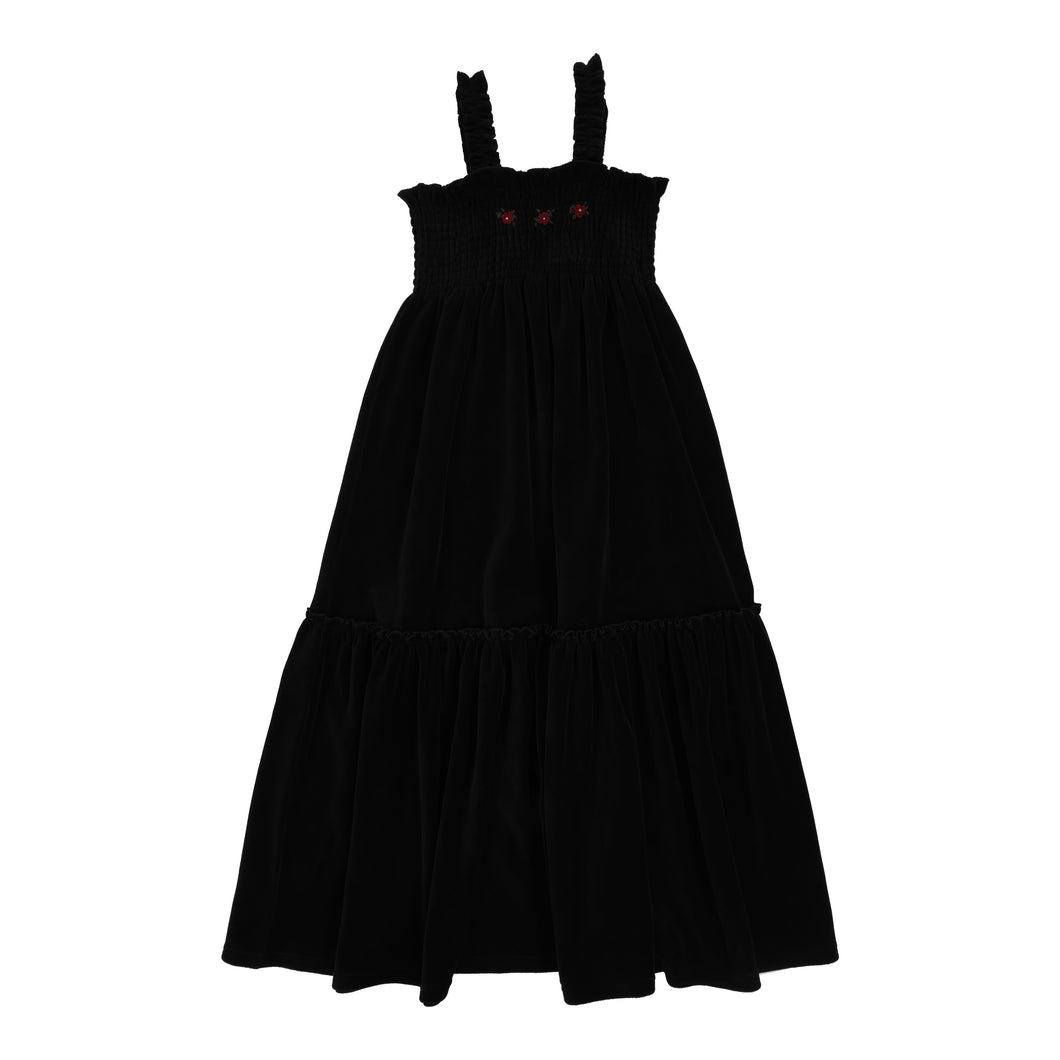 Velour smocked maxi - Black