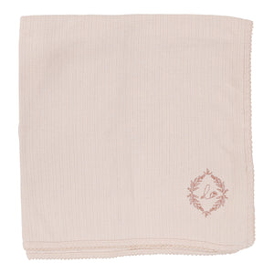 Striped pointelle layette set - peachy pink