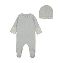 Load image into Gallery viewer, Lemon Print Cuffs Footie/Beanie-Heathered Blue
