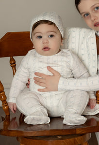 Linear nostalgia layette set - chalk white boys