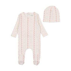 Linear nostalgia footie and beanie - chalk white girls