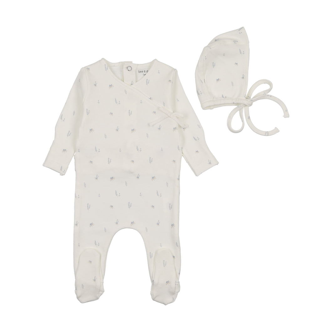 Little bundles footie and bonnet - Ivory boys