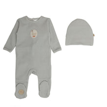 Load image into Gallery viewer, Little Duckling Footie &amp; Hat Set - Ivory and blue
