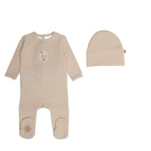 Load image into Gallery viewer, Little Duckling Footie &amp; Hat Set - Ivory and pink
