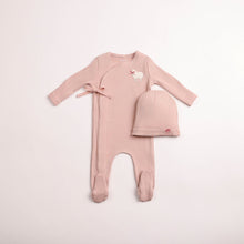 Load image into Gallery viewer, Little lamb footie and beanie - Tea rose
