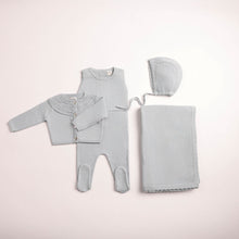 Load image into Gallery viewer, Little loom knit two piece layette set - Baby blue
