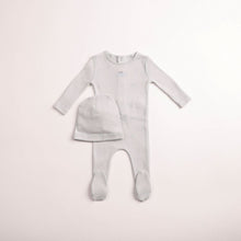 Load image into Gallery viewer, Wings pointelle footie and beanie - Dusty blue
