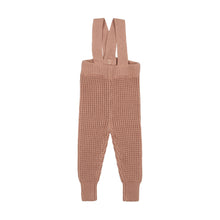 Load image into Gallery viewer, Waffle knit long overalls - dusty pink
