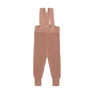 Waffle knit long overalls - dusty pink