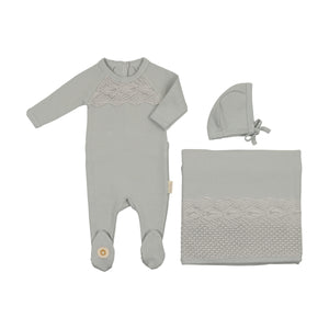 Look of lace layette set - pearl blue
