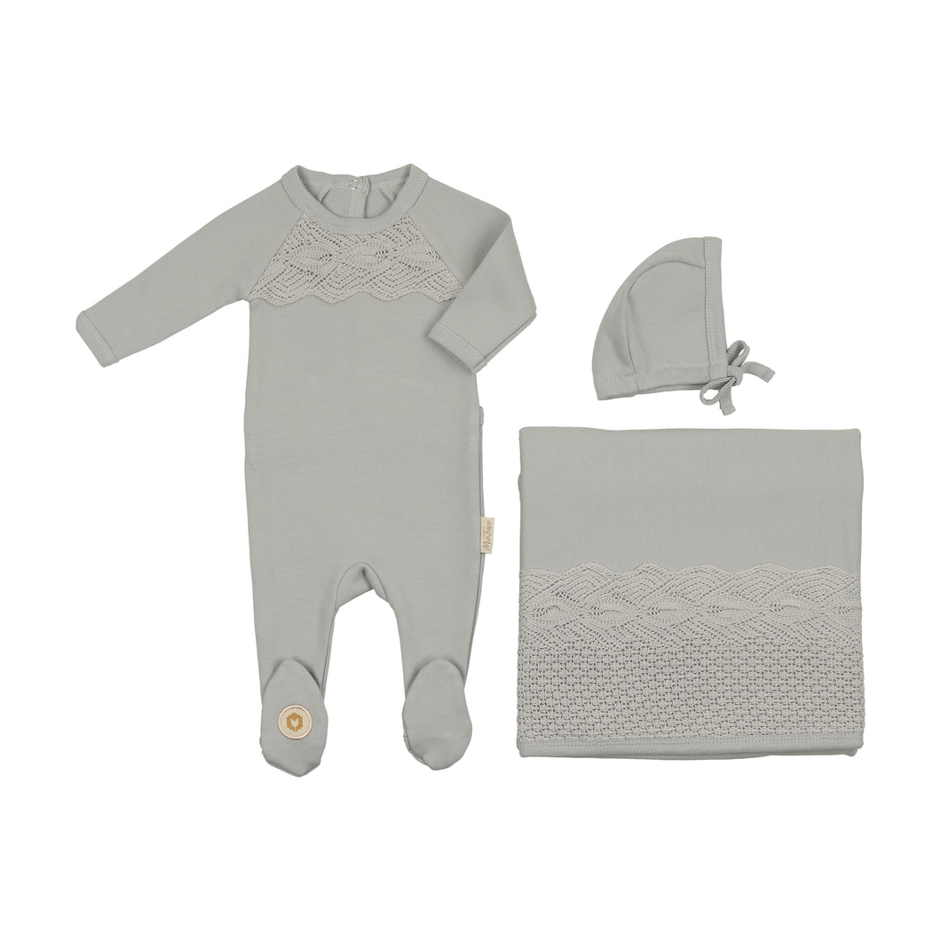 Look of lace layette set - pearl blue