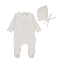 Load image into Gallery viewer, Lovely loops velour layette set - chalk white boys
