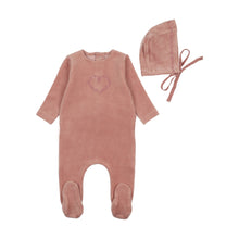 Load image into Gallery viewer, Lovely loops velour layette set - rose
