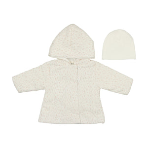 Pink floral quilted jacket and beanie