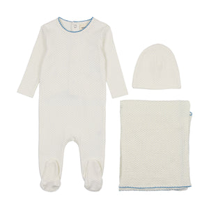 Polka dot layette set - marshmallow/blue