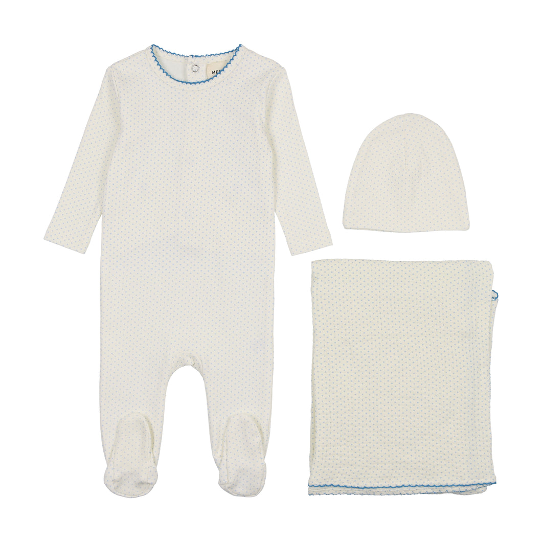 Polka dot layette set - marshmallow/blue