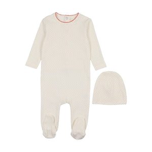 Polka dot footie and beanie - marshmallow/pink