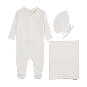 Pointelle layette set - winter white
