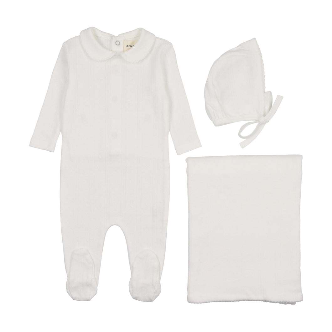 Pointelle layette set - winter white