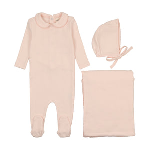 Pointelle layette set - peach dust