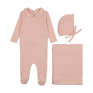 Pointelle layette set - rose
