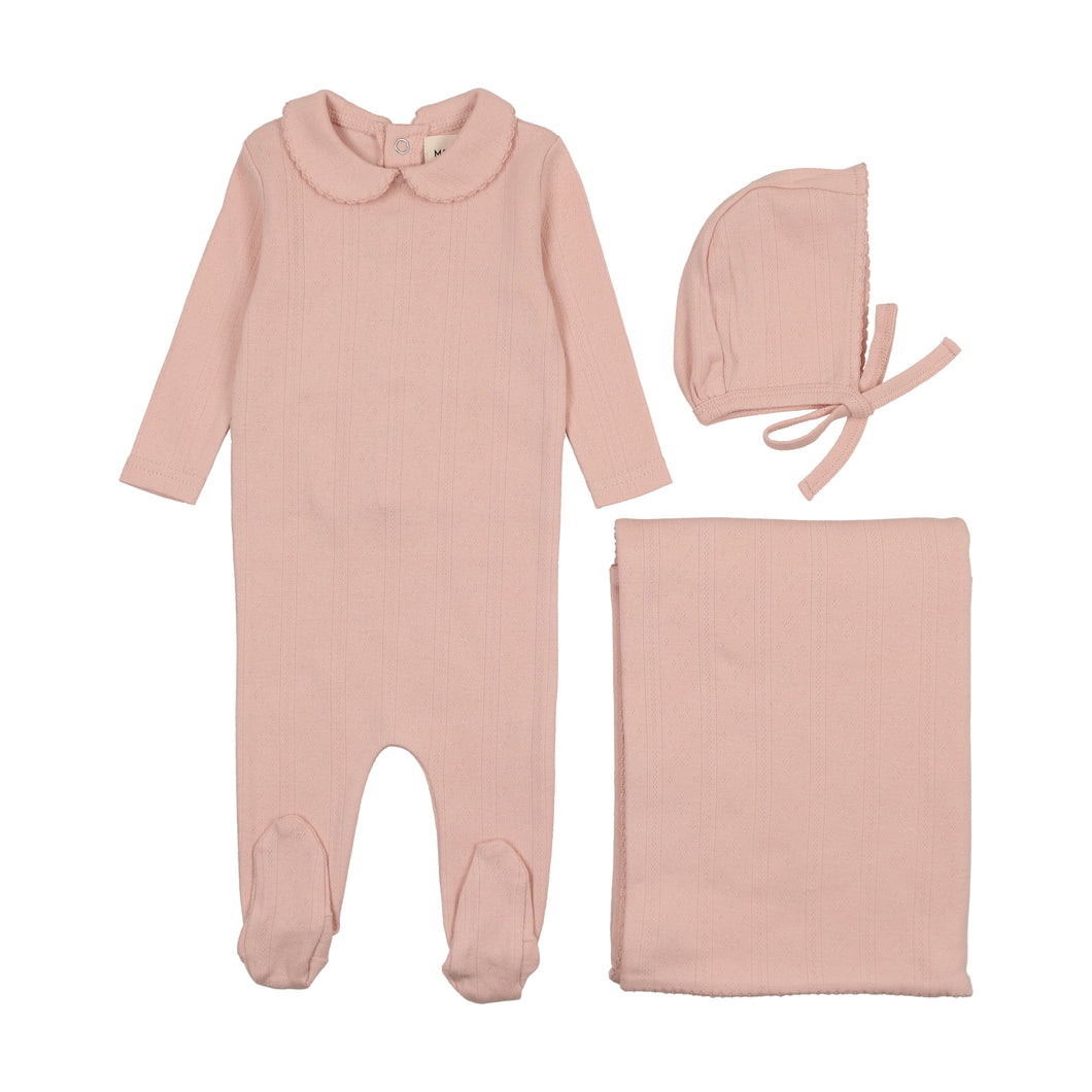 Pointelle layette set - rose