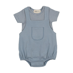 Romper and striped tee - faded denim