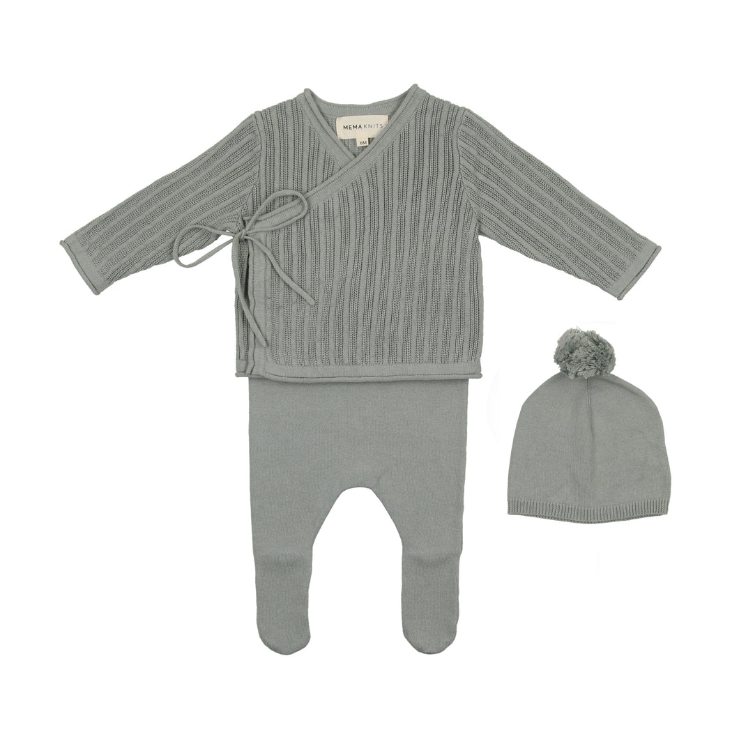 Pointelle 2 pc set and hat - powder blue