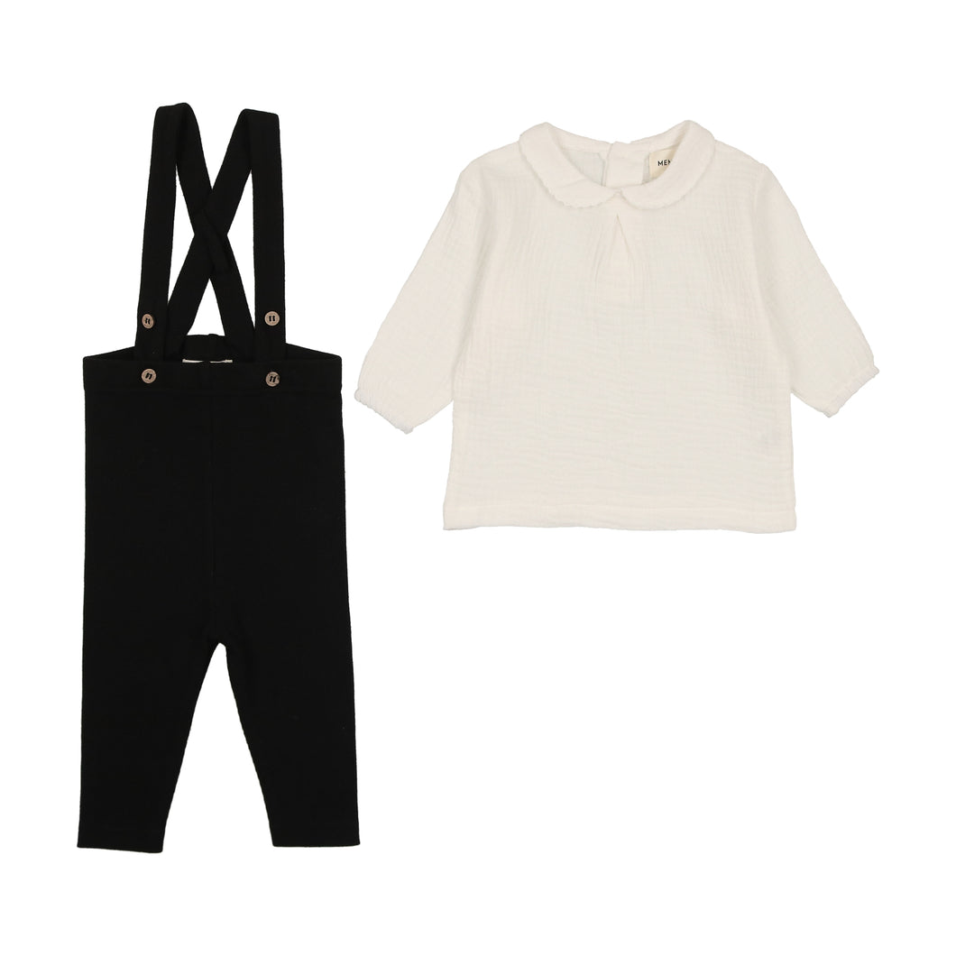 Baby overall and gauze shirt - black
