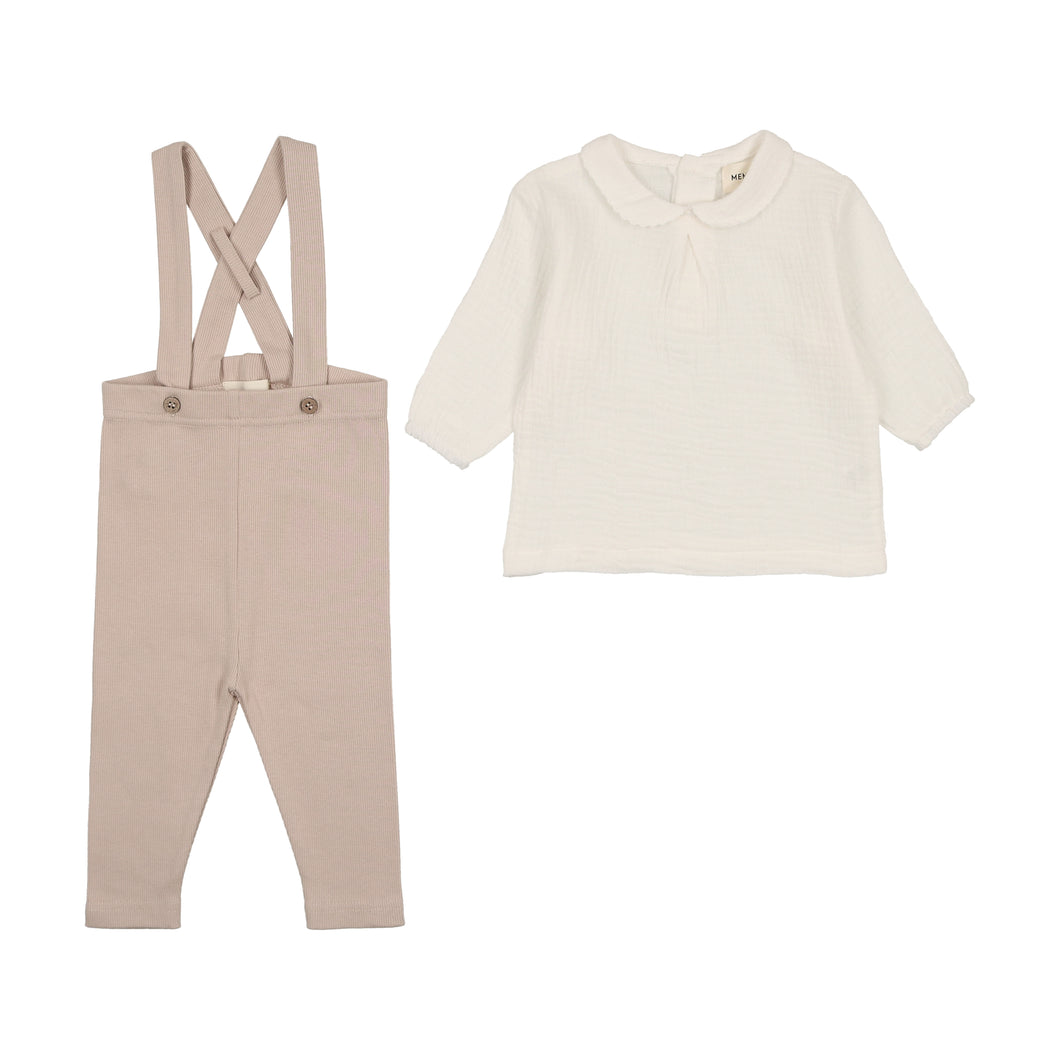 Baby overall and gauze shirt - rose