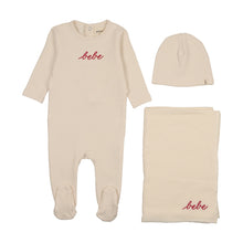 Load image into Gallery viewer, French terry embroidered bebe layette set - Ivory/rosewood

