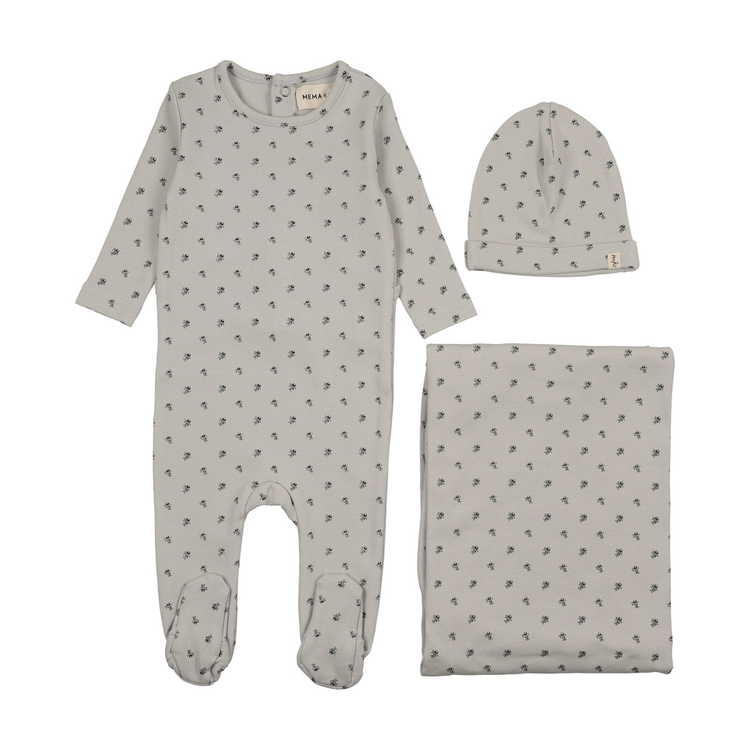 Berry print layette set - Blueberry print
