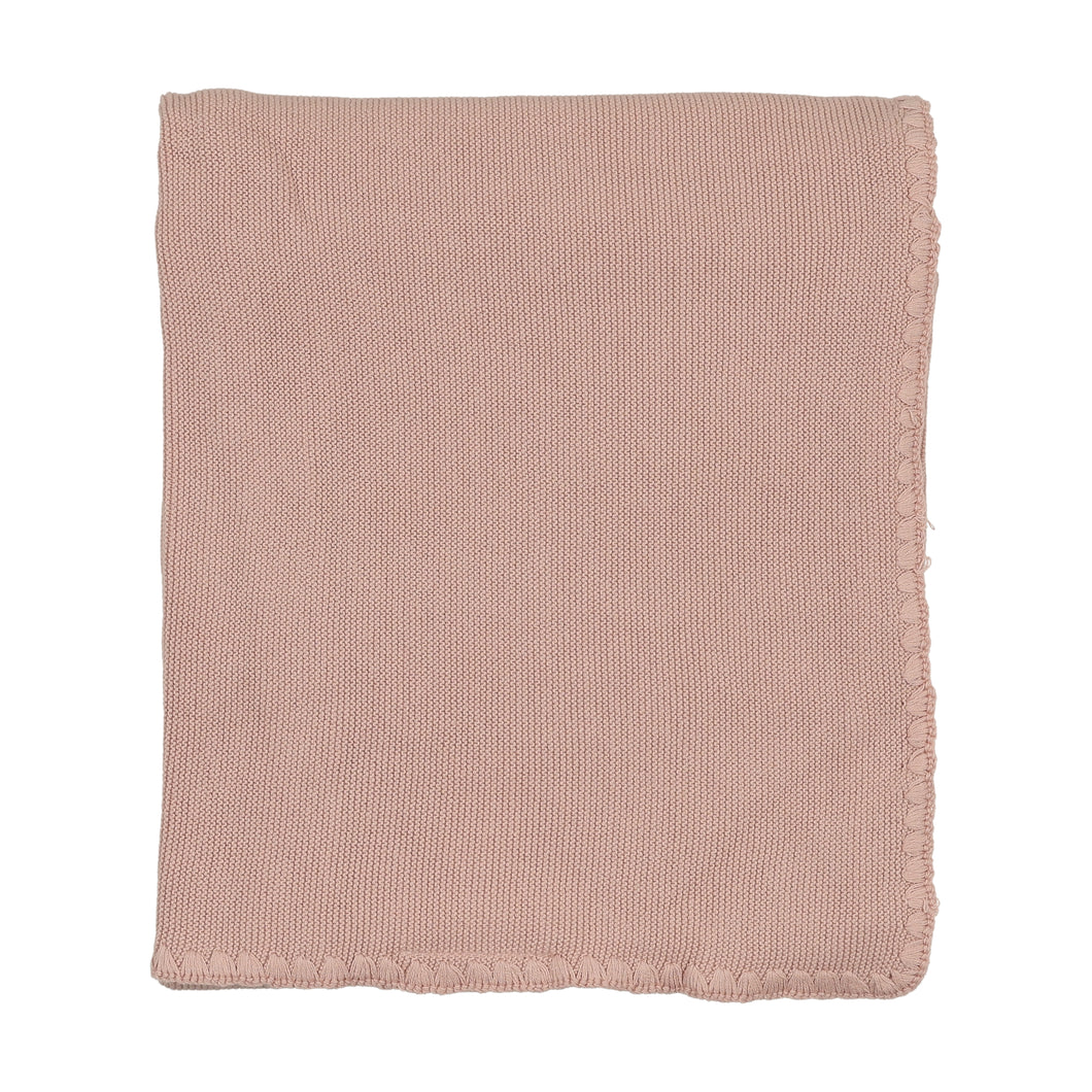 Embroidered edge knit layette set - Pale pink