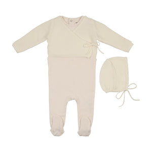 Embroidered edge knit layette set - Ivory
