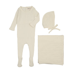 Pointelle knit layette set - Ivory