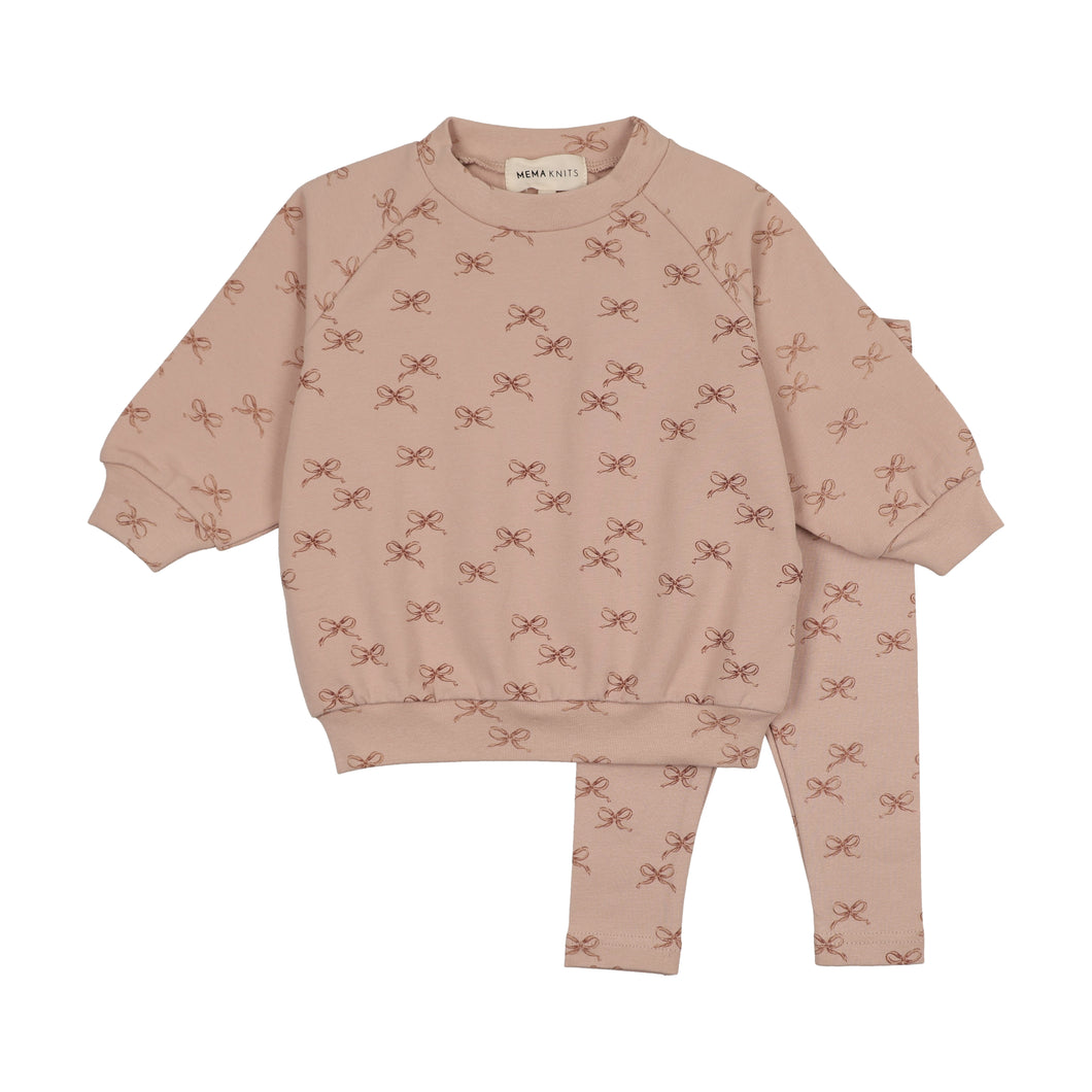 Bow print 2 pc sweatshirt set - Bow print