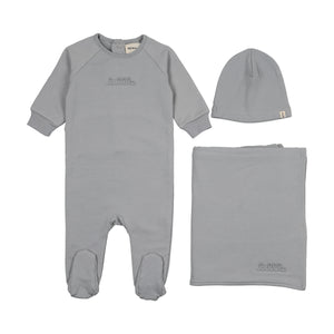 Embossed sweatshirt layette set - Windy blue