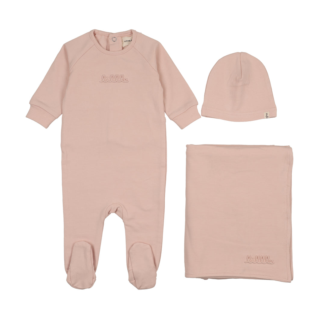Embossed sweatshirt layette set - Peach whip
