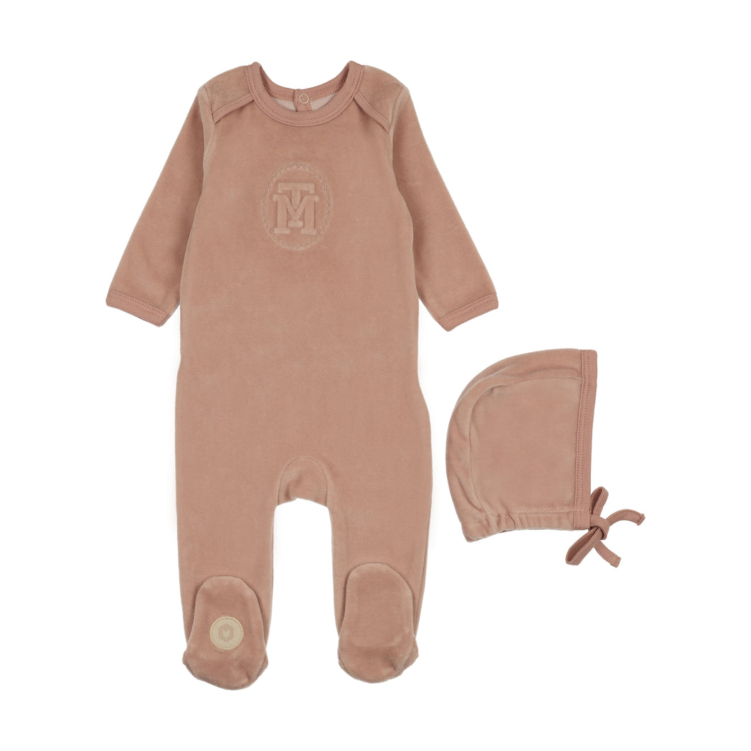 MT embossed footie and hat - Blush